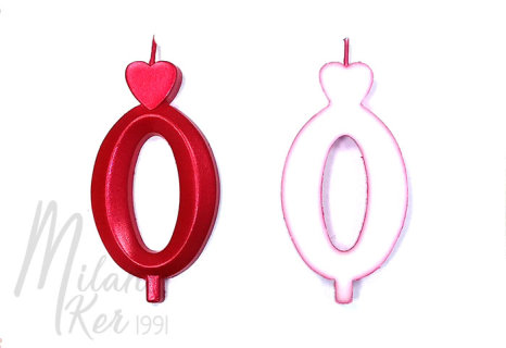 Nagy, piros 0-ás számgyertya, 10 db