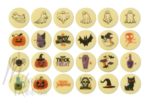 Halloween fehércsokoládé díszek, (120 db)